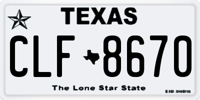 TX license plate CLF8670