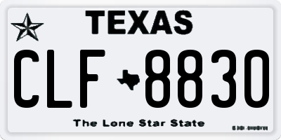 TX license plate CLF8830