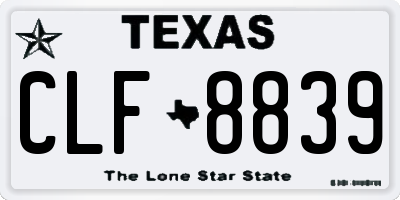 TX license plate CLF8839