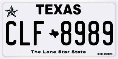 TX license plate CLF8989