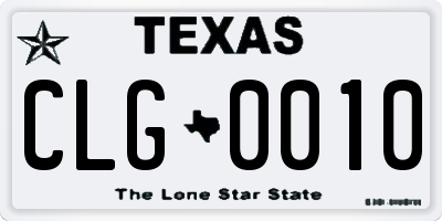 TX license plate CLG0010