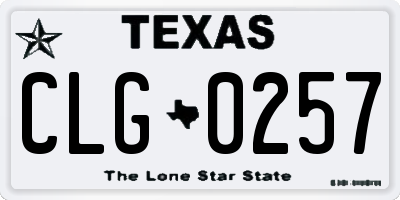 TX license plate CLG0257