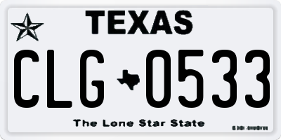 TX license plate CLG0533