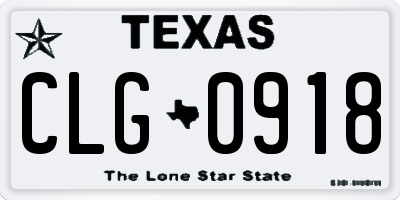 TX license plate CLG0918