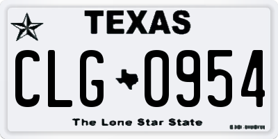 TX license plate CLG0954