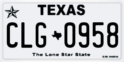 TX license plate CLG0958