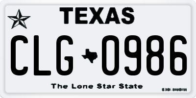 TX license plate CLG0986