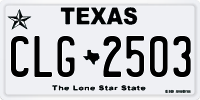TX license plate CLG2503