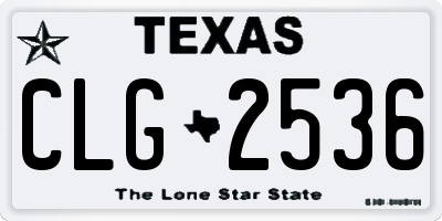TX license plate CLG2536