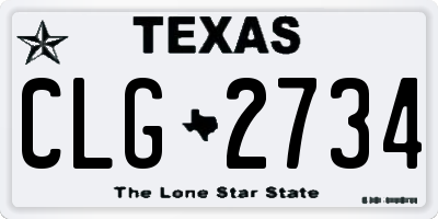TX license plate CLG2734