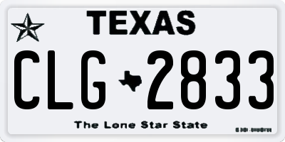 TX license plate CLG2833