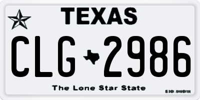 TX license plate CLG2986