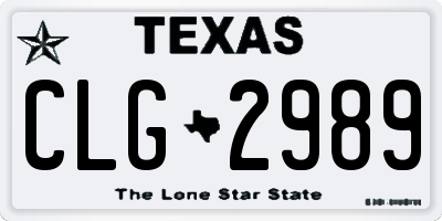 TX license plate CLG2989