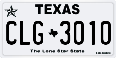 TX license plate CLG3010