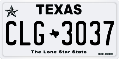 TX license plate CLG3037