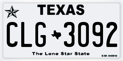 TX license plate CLG3092