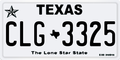 TX license plate CLG3325