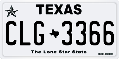 TX license plate CLG3366