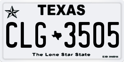 TX license plate CLG3505
