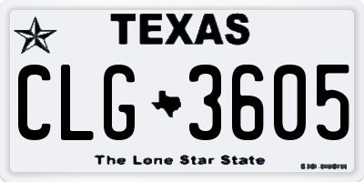 TX license plate CLG3605