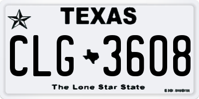 TX license plate CLG3608