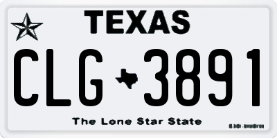 TX license plate CLG3891