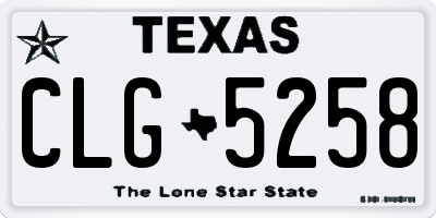 TX license plate CLG5258