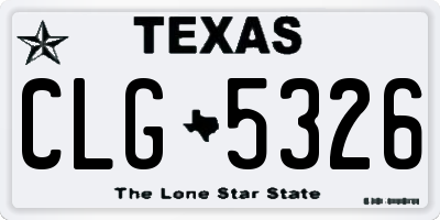 TX license plate CLG5326