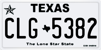 TX license plate CLG5382
