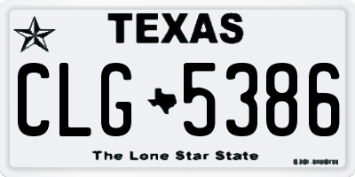 TX license plate CLG5386