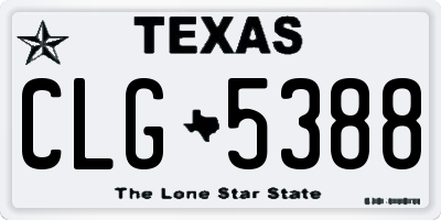 TX license plate CLG5388