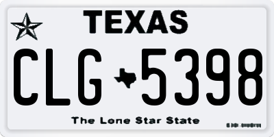 TX license plate CLG5398