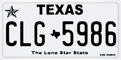 TX license plate CLG5986