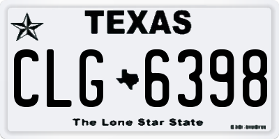 TX license plate CLG6398