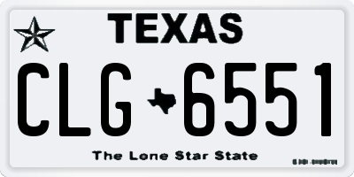 TX license plate CLG6551