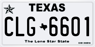 TX license plate CLG6601