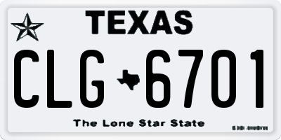 TX license plate CLG6701