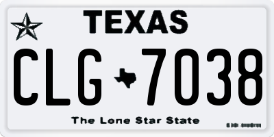 TX license plate CLG7038