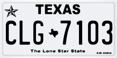 TX license plate CLG7103