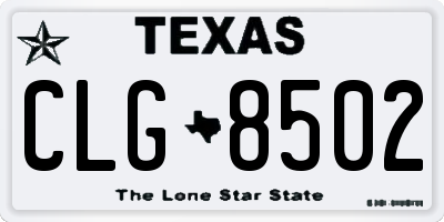 TX license plate CLG8502