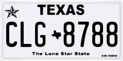TX license plate CLG8788
