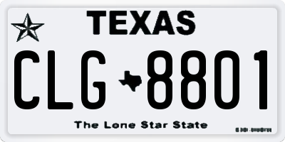 TX license plate CLG8801