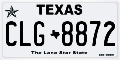 TX license plate CLG8872