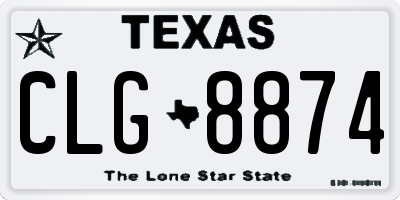 TX license plate CLG8874