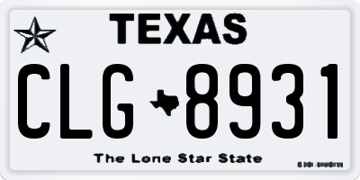 TX license plate CLG8931