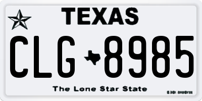 TX license plate CLG8985
