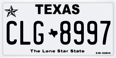 TX license plate CLG8997