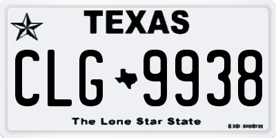 TX license plate CLG9938