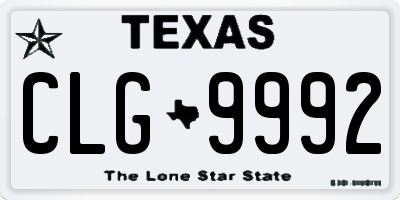 TX license plate CLG9992