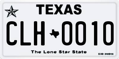 TX license plate CLH0010